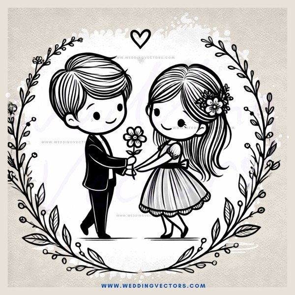 a couple holding a flower