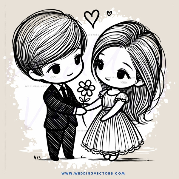 a boy and girl with flowers