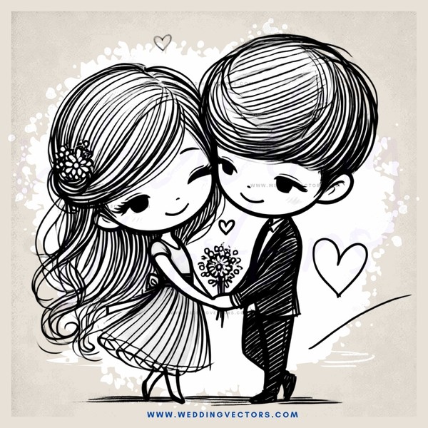 couple posing for picture with heart motif