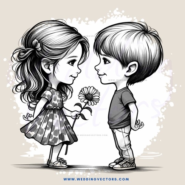 two kids with flowers in their hand