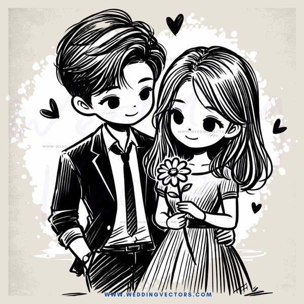 lovers holding flower
