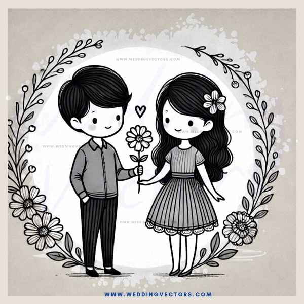 a couple holding hands and flowers