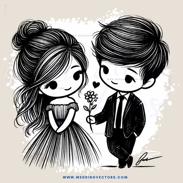 the couple holding flowers in their hand