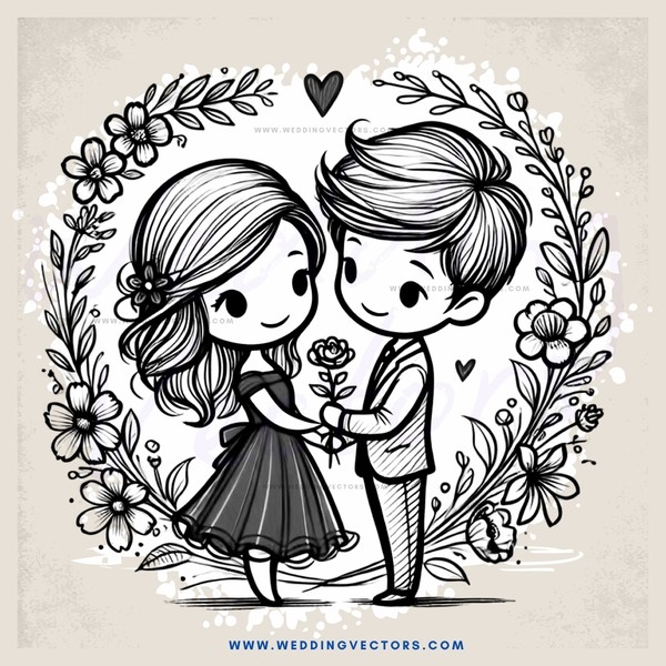 a boy and girl standing hand in hand