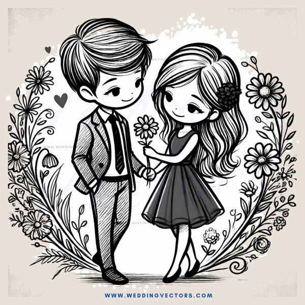 a couple in a flower garden