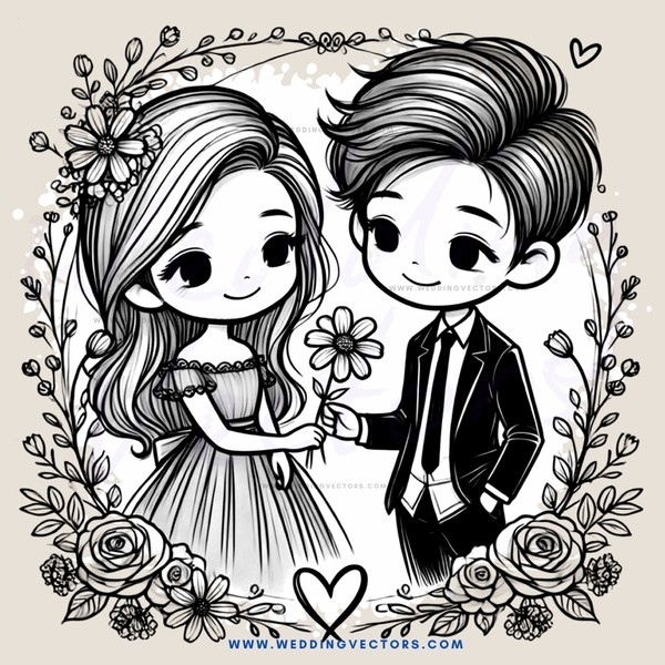 boy and girl with flowers on them