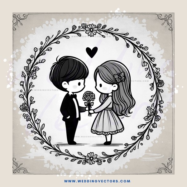 a boy and girl in wedding attire