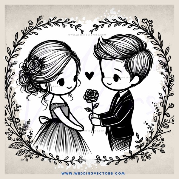 a boy and girl sharing a rose