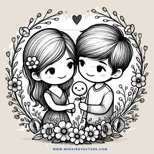 a couple holding each other and flowers on their heads