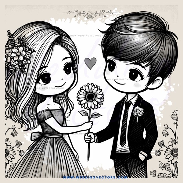girl and boy holding a flower