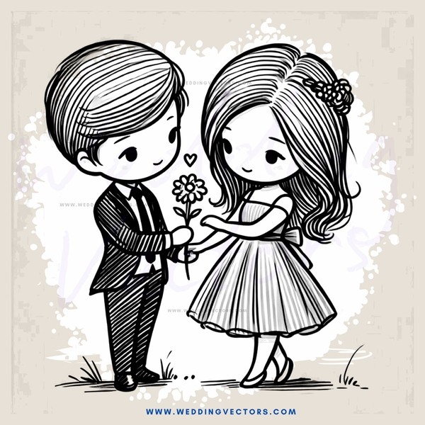 a couple holding hands and flowers