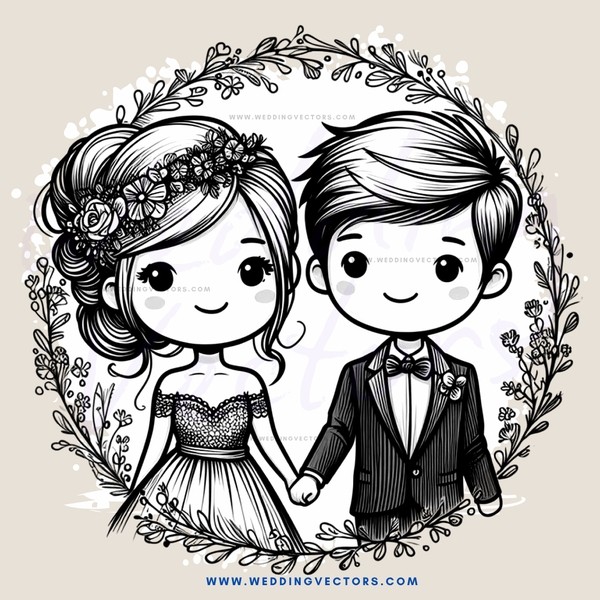 a couple in wedding attire