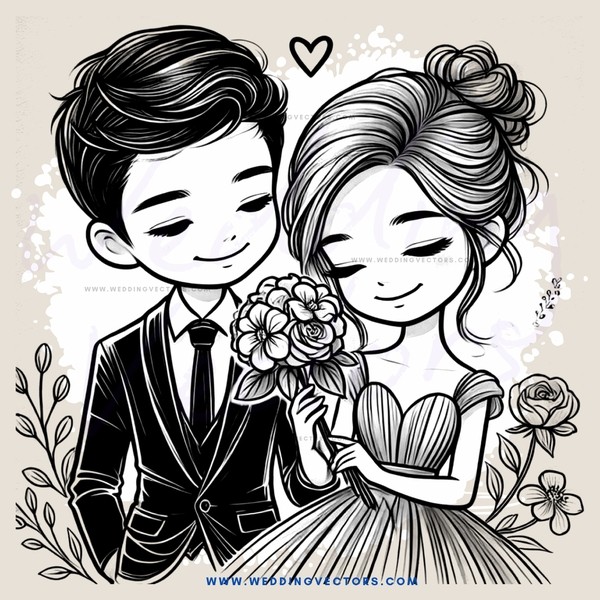 boy and girl holding flowers