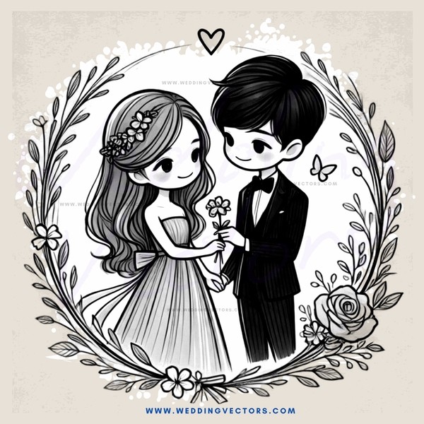 a boy and girl holding flowers for picture