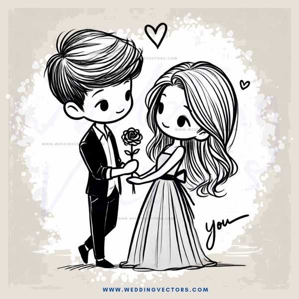 a boy and girl holding flowers
