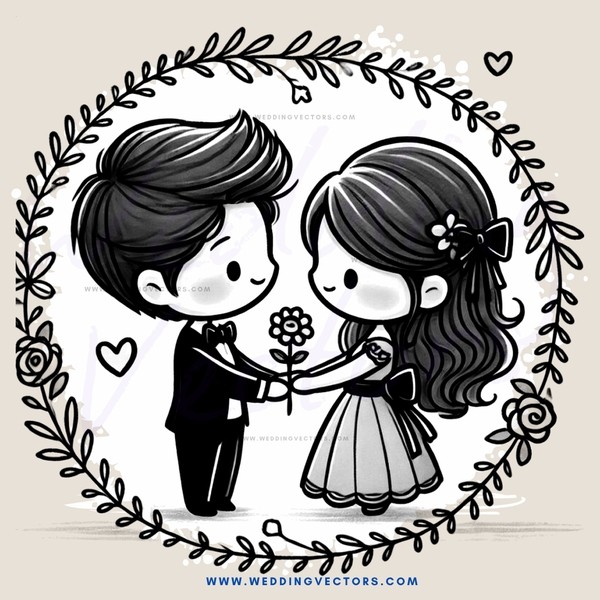 a couple embracing in an illustration