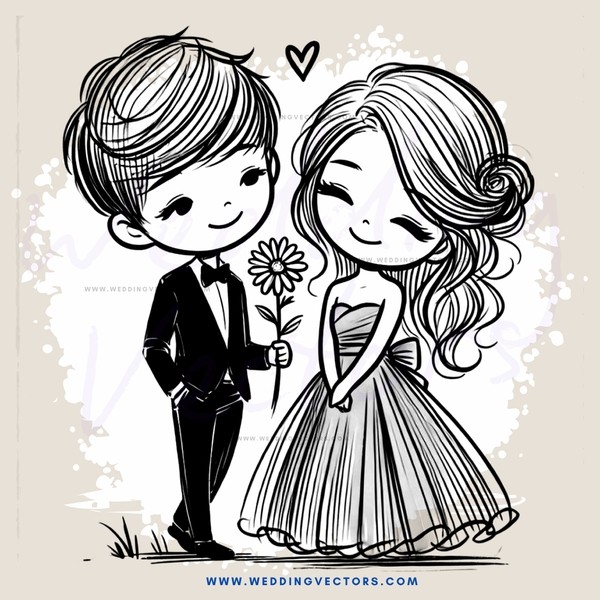 a young couple on their wedding day