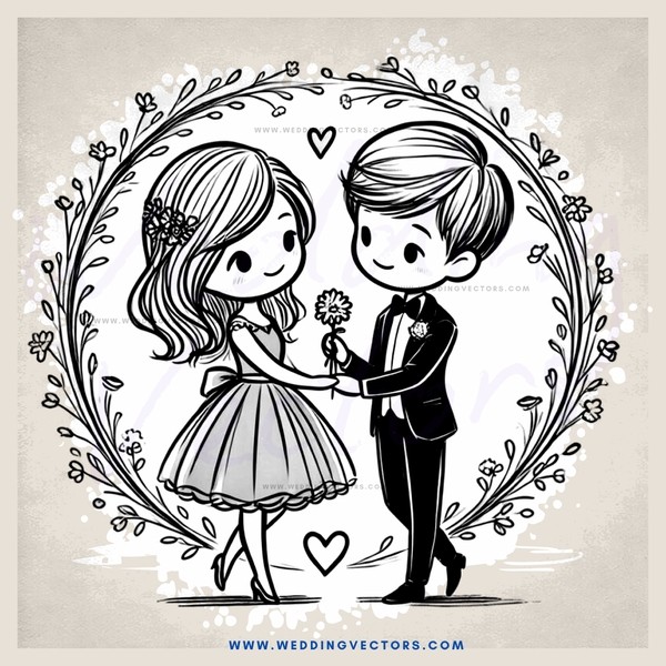 a couple exchanging flowers