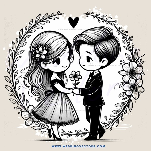 a boy and girl with flowers on their heads