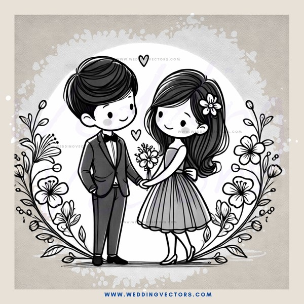 a couple sharing a moment in an illustrated picture