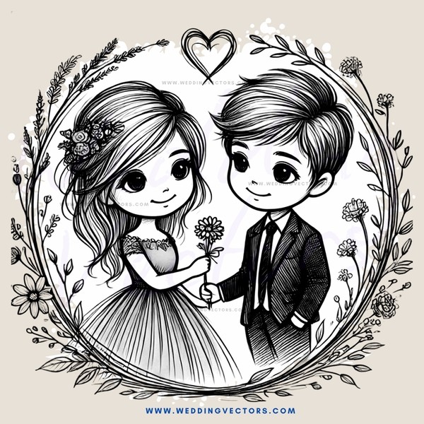 romantic black and white picture of a boy and girl