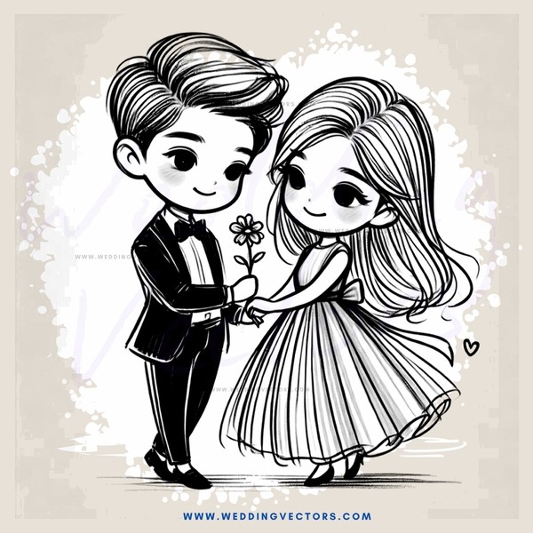 couple holding hands and flowers
