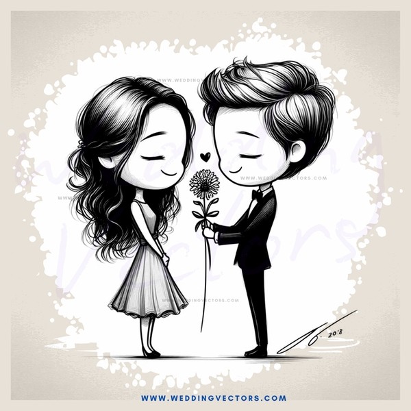 two people in love holding flower