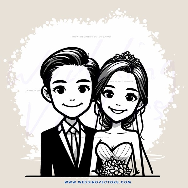 groom and bride smiling at each other
