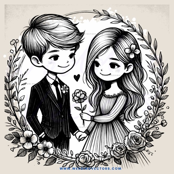 a boy and girl flower arrangement