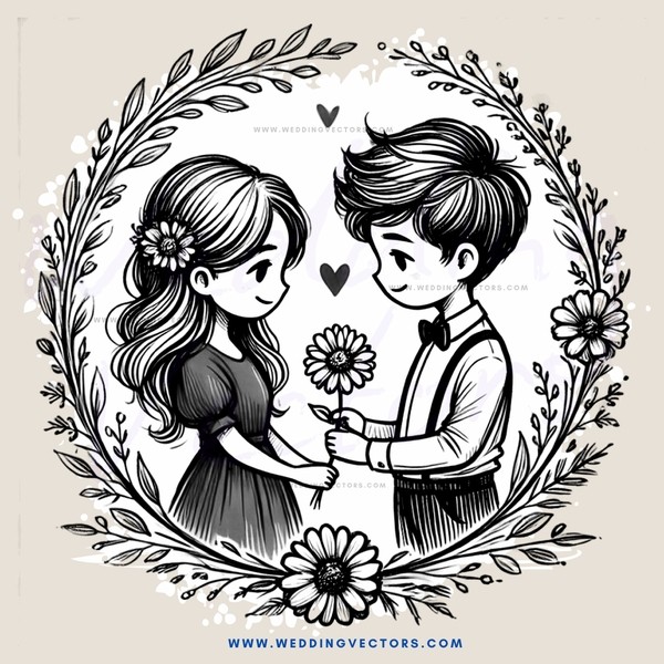 kissing flowers and butterflies
