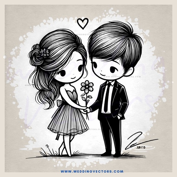 a couple shaking hands and holding flowers