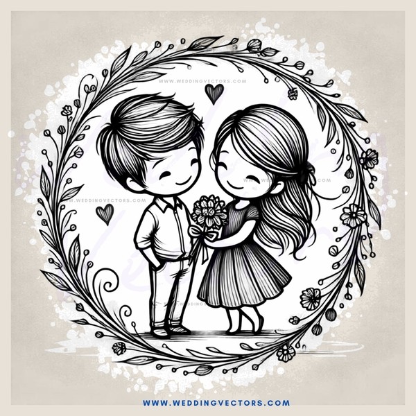 couple standing inside flower decoration