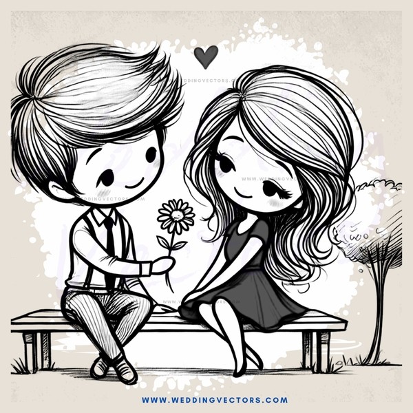 a boy and girl sitting on a bench