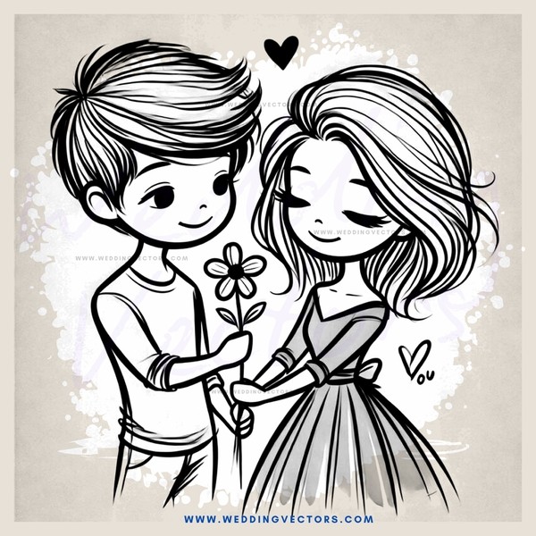 boy and girl holding flower together