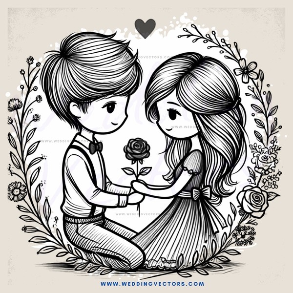 kissing couple illustration (noir)