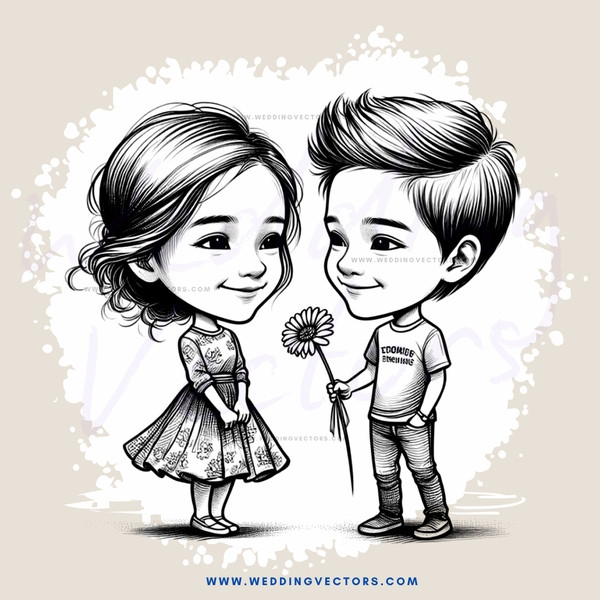 child and boy sharing flower