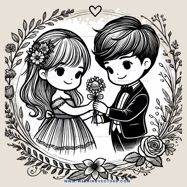 two children holding flowers