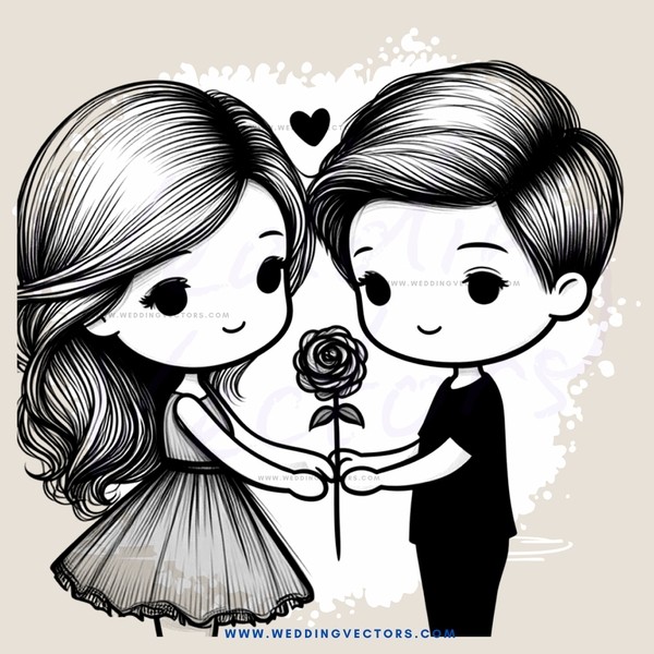 a boy and girl hugging with roses