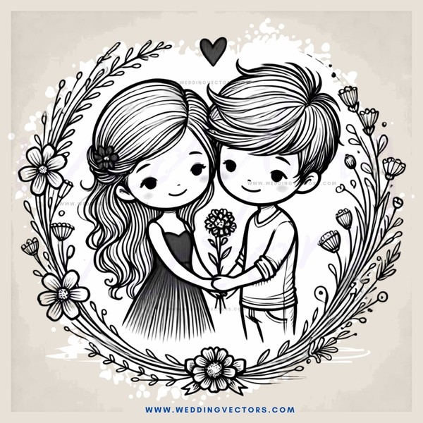 two people hugging in an illustrated illustration