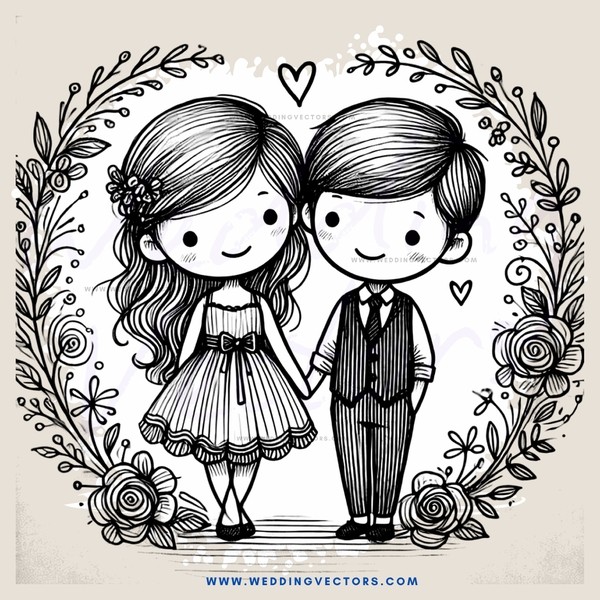 a couple walking together in an ornate frame