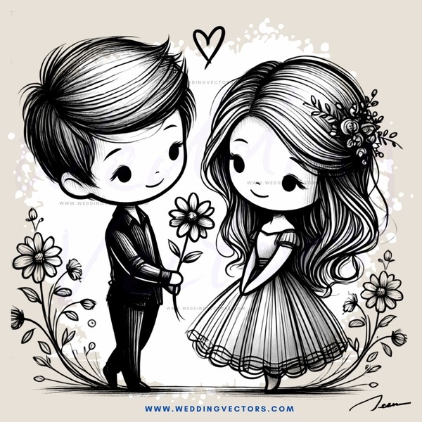 boy and girl flower picture