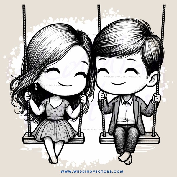 two people riding swings at an amusement park