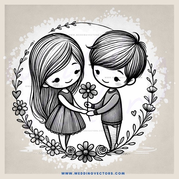 a couple holding hands and flowers