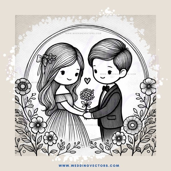 picture of a man and woman holding flowers