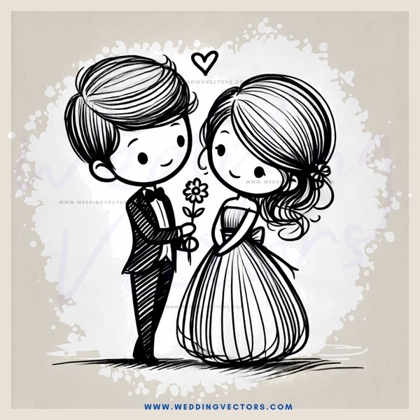 love story cartoon character design (happy ending)