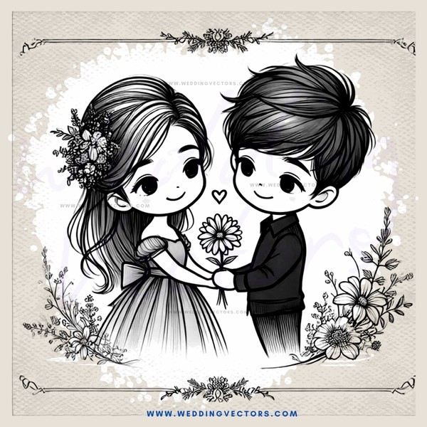 boy and girl holding flower