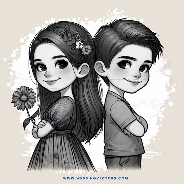 a young girl and boy with flowers in their hair