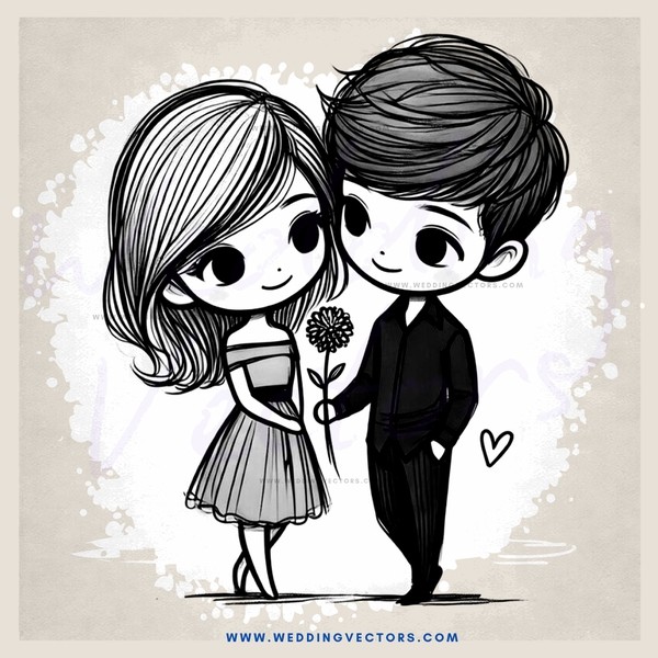 a boy and girl holding flowers