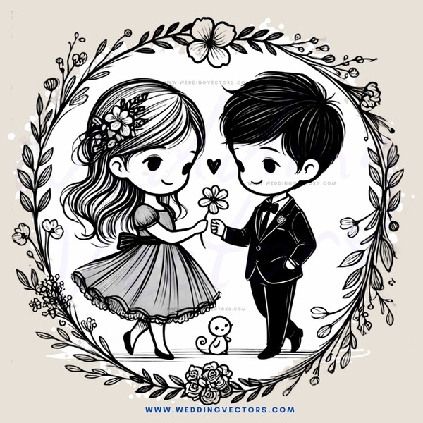 a boy and girl standing together in an embrace