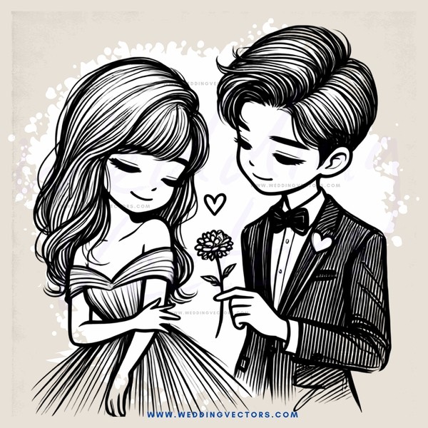 lovers holding a flower